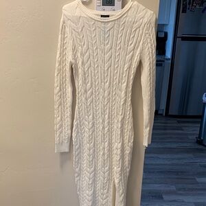 Derek Heart White Long Sleeve Knit Dress